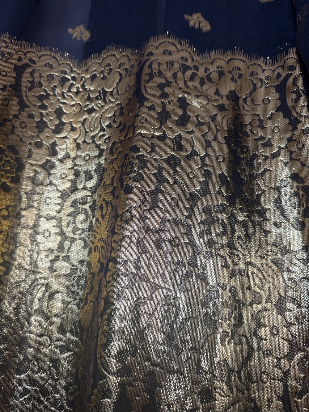 Rachel Zoe Black and Gold Metallic Floral Kimono Robe - Picture 3 of 6
